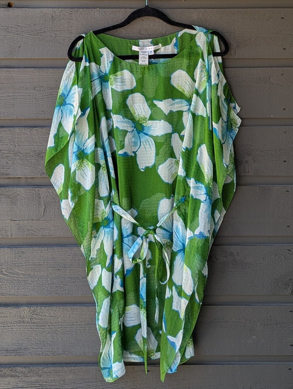 Max Studio Tropical Floral Tie Waist Tunic Swim Coverup Size Medium